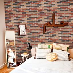 INDIAN ROYALS Brown Color Brick Printed Self-Adhesive & Durable Wall Sticker-image-82
