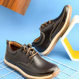 The Roadster Lifestyle Co. Men Self Design Synthetic Leather Regular Derbys Shoes-image-55