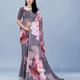 P D Silk Mills Floral Print Pure Georgette Saree-picture-31