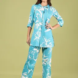 V-Mart Printed Shirt Collar Top With Trousers-picture-24