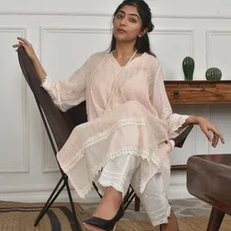 zuri Women Embroidered Regular Pure Cotton Kurta with Trousers-35