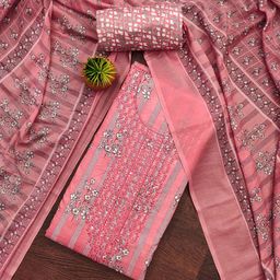 Panzora Floral Printed Embellished Cotton Unstitched Dress Material-image-77