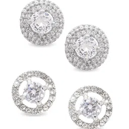OOMPH Set Of 2 Cubic Zirconia Studded Circular Studs image 2