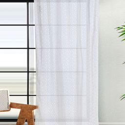 Fabindia White Floral Sheer Long Door Curtain-image-84