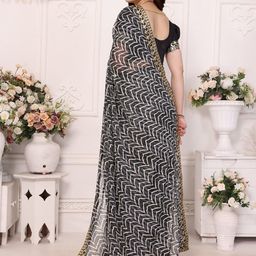 KALINI Abstract Printed Saree With Lace Border and Blouse Material image 3