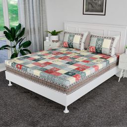Myntra Elegant Homes Green Floral Printed Cotton 144 TC King Bedsheet Sets 2.54 m x 2.70 m-image-86
