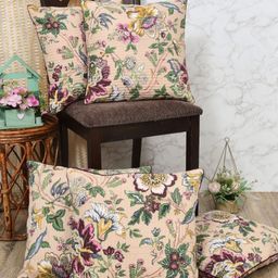 Urban Jaipur Brown & Pink Set of 5 Floral Square Cushion Covers-5