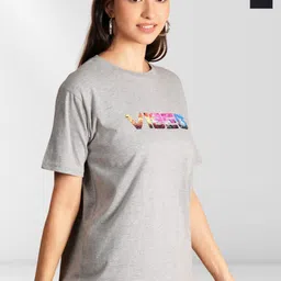 NEYSA Women Typography 2 Printed Extended Sleeves Applique T-shirt-image-46