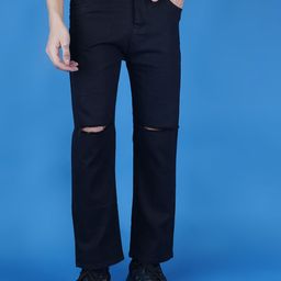 SZN Men Classic Dad Fit Mid-Rise Ripped Cotton Stretchable Jeans-picture-29