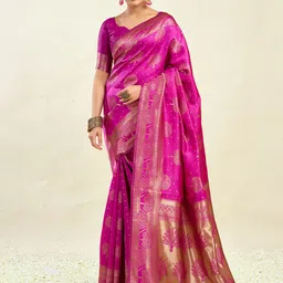 KALINI Ethnic Motifs Woven Design Zari Banarasi Saree-image-88