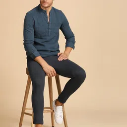 POE Men Valentina - Double Layered Pocketed Shirt - Navy-image-92