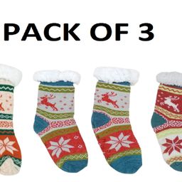 Butterthief Kids Pack Of 3 Patterned Calf Length Sherpa Socks-30