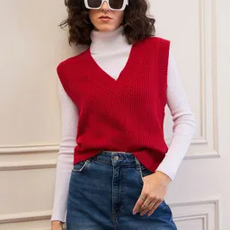 SASSAFRAS Women Crop Sweater Vest-image-89