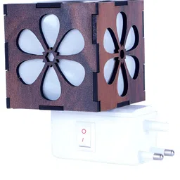 Gojeeva Brown Wooden Camphor Diffuser Glass With Switch image 4