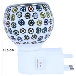 Gojeeva White & Blue Glass Camphor Diffuser With Switch And Lamp image 2