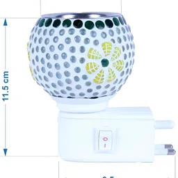 Gojeeva White & Yellow Glass Camphor Diffuser With Switch And Lamp image 5