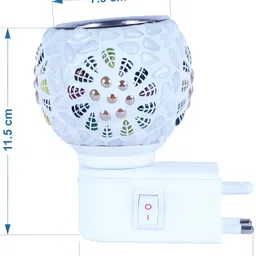 Gojeeva White & Blue Glass Camphor Diffuser With Switch And Lamp image 5