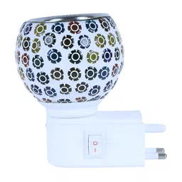 Gojeeva White & Black Glass Camphor Diffuser With Switch And Lamp image 4