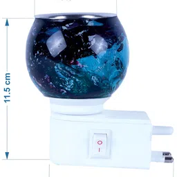 Gojeeva Black & Blue Glass Camphor Diffuser With Switch And Lamp image 2