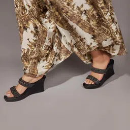 CAI Embellished Two Strap Open Toe Wedges image 3