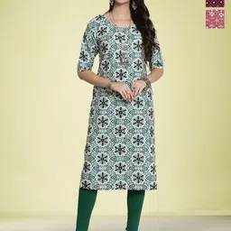 Moda Rapido Women Ethnic Motifs Printed Thread Work Floral Crepe Kurta-image-72