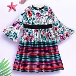 Bella Moda Print Bell Sleeve Fit & Flare Dress-image-37