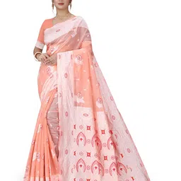 NS WORLD Floral Woven Design Satin Saree-picture-7