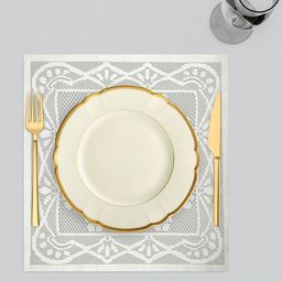 Kuber Industries Set Of 2 Cream-Coloured Cotton Square Plain Net Placemats image 5