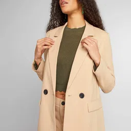 KIABI Tailored-Fit Notched Lapel Double Breasted Formal Blazer-image-3
