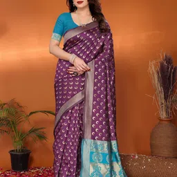 vj fashion Woven Design Zari Satin Half and Half Saree-image-89