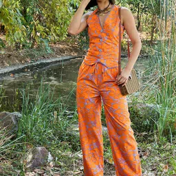 Pink Paprika by SASSAFRAS Printed Pure Cotton Top With Trousers Co-Ords-picture-14