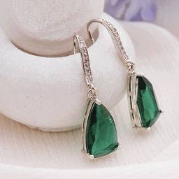 Manikya Rhodium-Plated American Diamond Studded Teardrop Shaped Drop Earrings-12