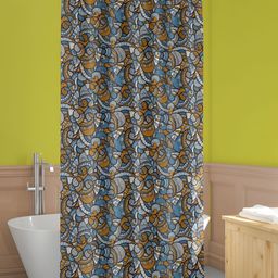 ArtzFolio Blue & Grey Printed Waterproof Shower Curtain-image-70