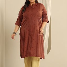 EXTRA LOVE BY LIBAS Women Plus Size Paisley Printed Daily Straight Kurta-55
