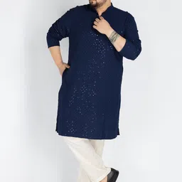 UNSIZED Geometric Embroidered Sequinned Mandarin Collar Kurta-53