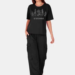 Fasense Women Printed T-Shirt & Trousers-picture-54