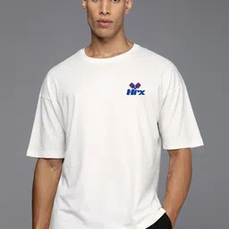 HRX by Hrithik Roshan Men Printed Pure Cotton Applique T-shirt-image-18