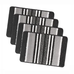 RUBOXA 4-Pcs Grey & Black Striped Anti-Skid Rectangle Doormats-image-82