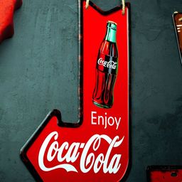 eazy wagon Red & White Metal Plates - Arrow Enjoy Coca Cola Wall Hangings-image-66