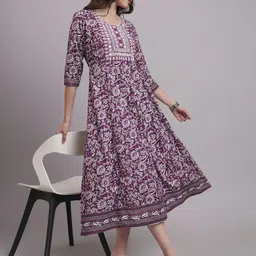 Jaipur Kurti Women Paisley Embroidered A-Line Midi Dress-picture-45