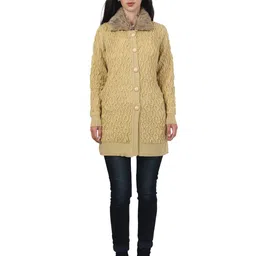 HAUTEMODA Women Cable Knit Woollen Cardigan-image-82