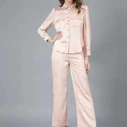 DESIGNS BY QUEEN BEE Satin Shirt With Trouser Co-Ords-image-4