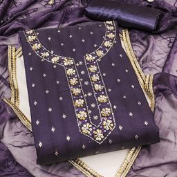 SHADOW & SAINING Embellished Semi-Stitched Dress Material-image-89