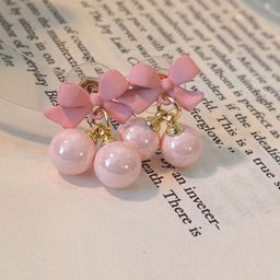 KRENOZ Gold-Plated Pearls Beaded Bow Shaped Drop Earrings-19