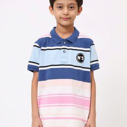 Monte Carlo Boys Striped Polo Collar T-shirt-image-92