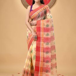 DESH BIDESH Floral Printed Pure Cotton Block Print Saree-picture-55