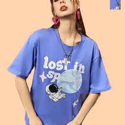 Metronaut Women 2 Printed V-Neck Raw Edge T-shirt-picture-45