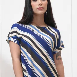 Tokyo Talkies Women Striped Short Sleeves A-Line Top-picture-42