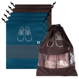 Kuber Industries Navy Blue & Coffee Brown 6 Pieces Printed Shoe Cover Bags-image-59