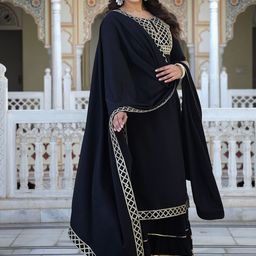 ELVISH JAIPUR Women Embroidered Regular Sequinned Kurta with Skirt & With Dupatta image 3